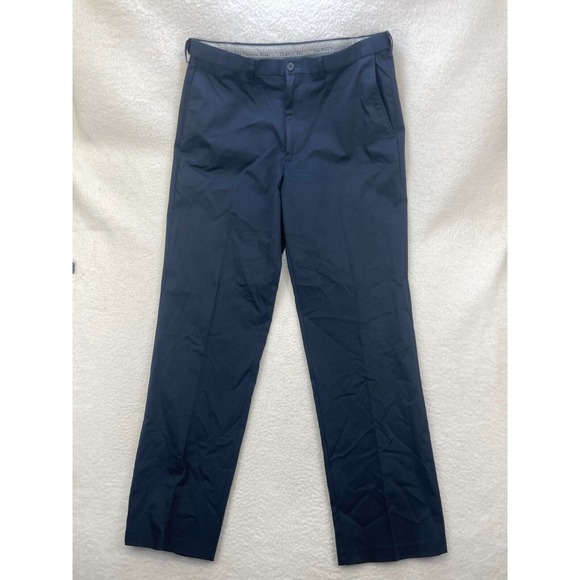 Haggar Premium Khaki Pants Men's 38x34 Navy Classic Fit‎ Iron Free Stretch - Picture 1 of 8